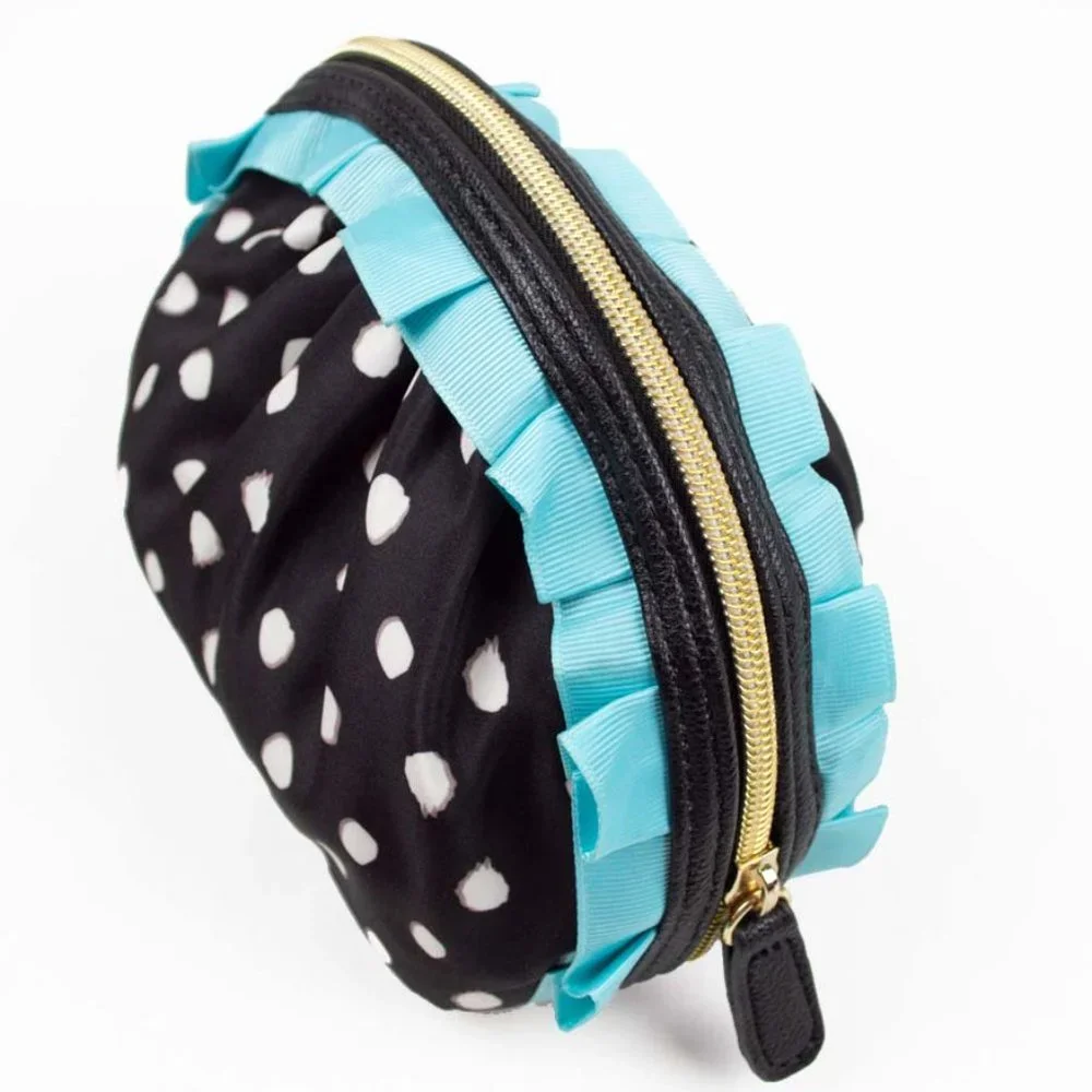 Betsy Johnson Black & White Polka Dot Cosmetic Bag NWOT